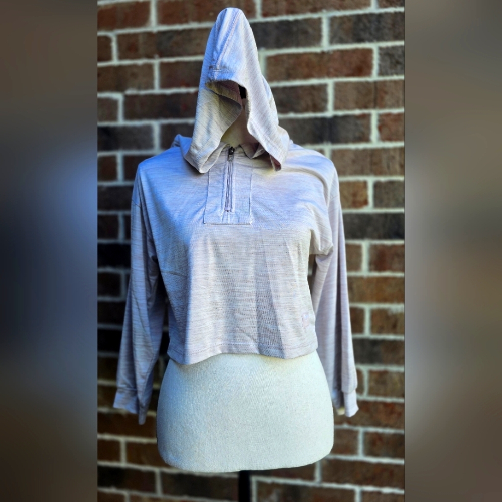 Reebok Gray Cropped Hoodie Sweatshirt